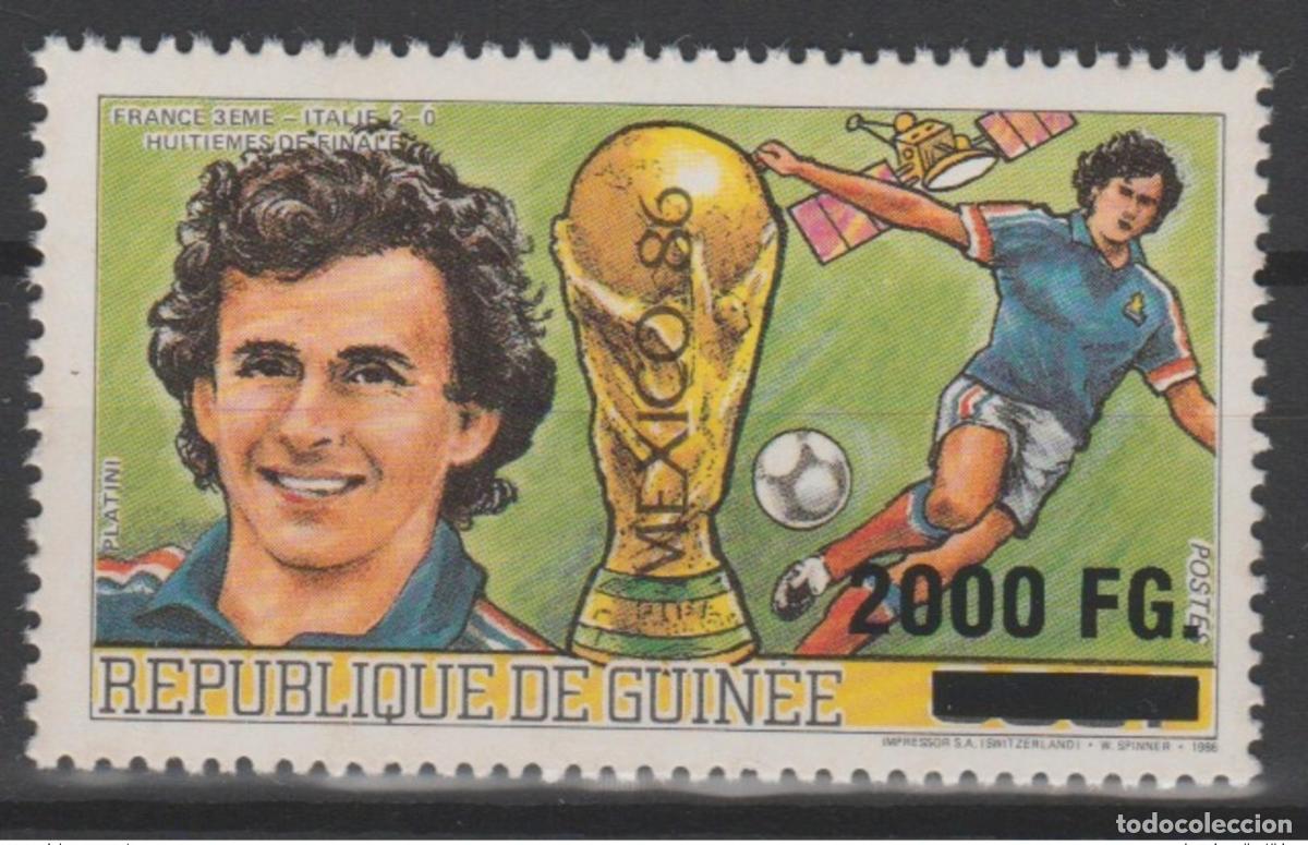 Sellos: Guinea 2009 Mi. 6730 Sobrecargado F&uacute;tbol FIFA M&eacute;xico Copa Mundial Michel Platini