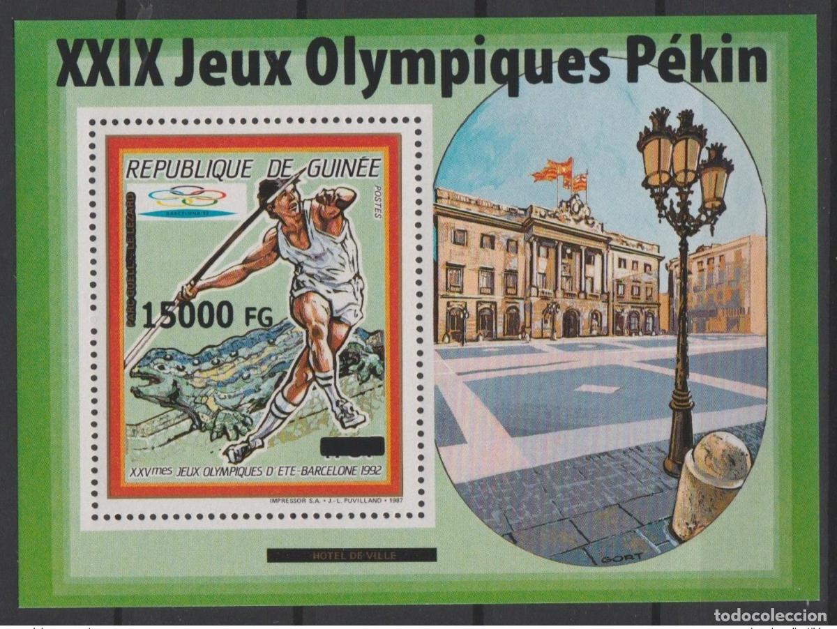 Sellos: Guinea 2008 Mi. Bl. 1638 sobrecargado Barcelona 1992 Juegos Ol&iacute;mpicos de Beijing