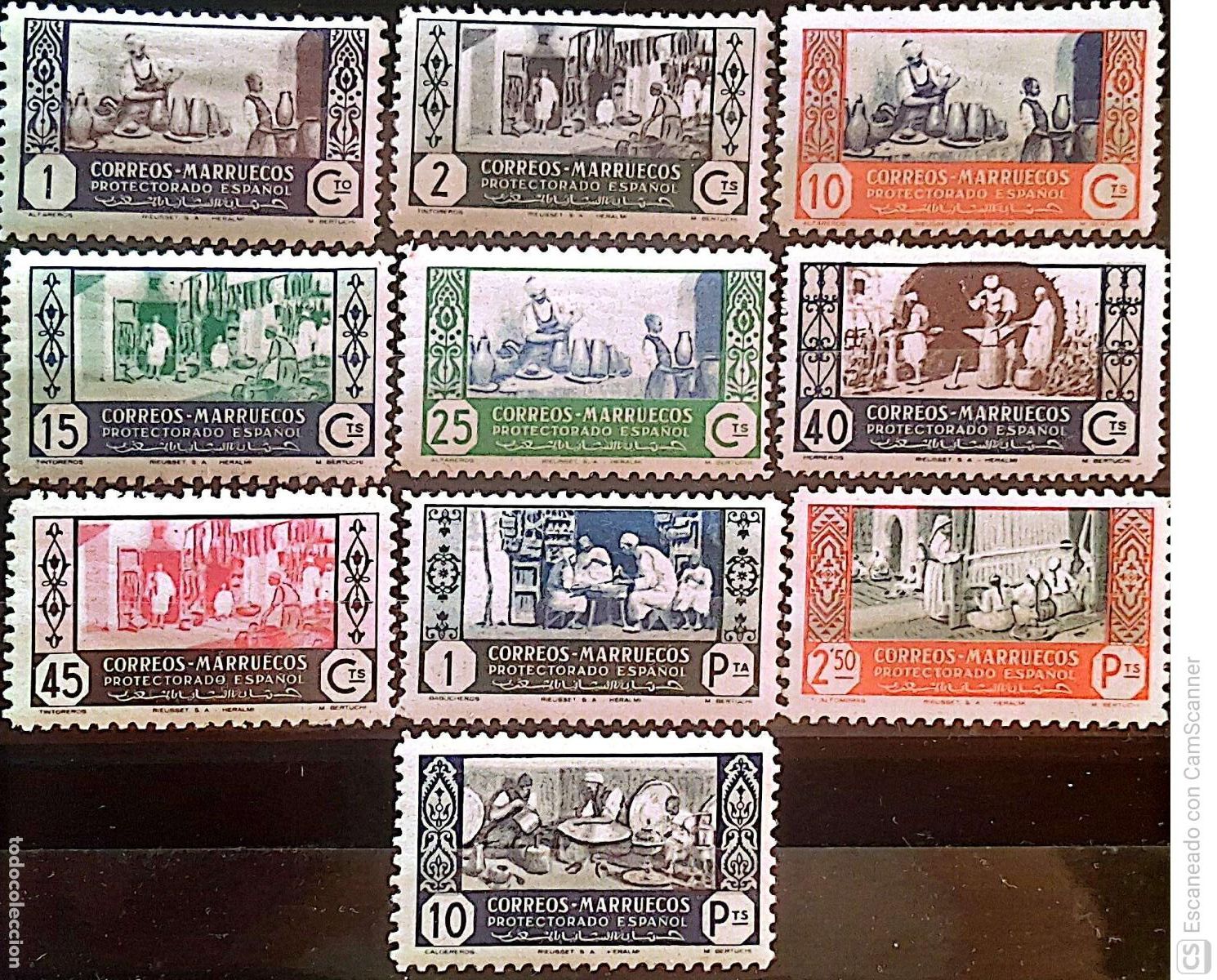 Sellos: Marruecos. 260/69 Artesan&iacute;a: Alfareros, Tintoreros, Herreros, Babucheros, Tejedores de alfombras y