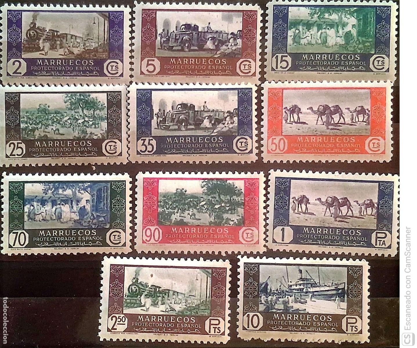 Sellos: Marruecos. 280/90 Comercio: Comercio por ferrocarril, Comercio por carretera, Zoco en la ciudad, Zoc