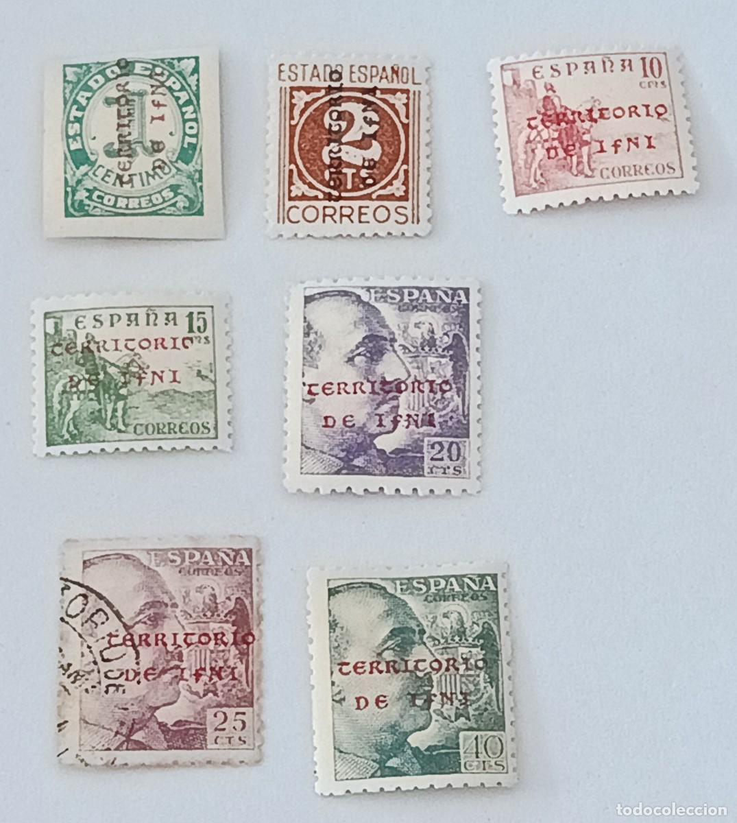 Sellos: Sellos excolonias espa&ntilde;olas Ifni 1941-1942, edifil 1/2, 4/7 y 9