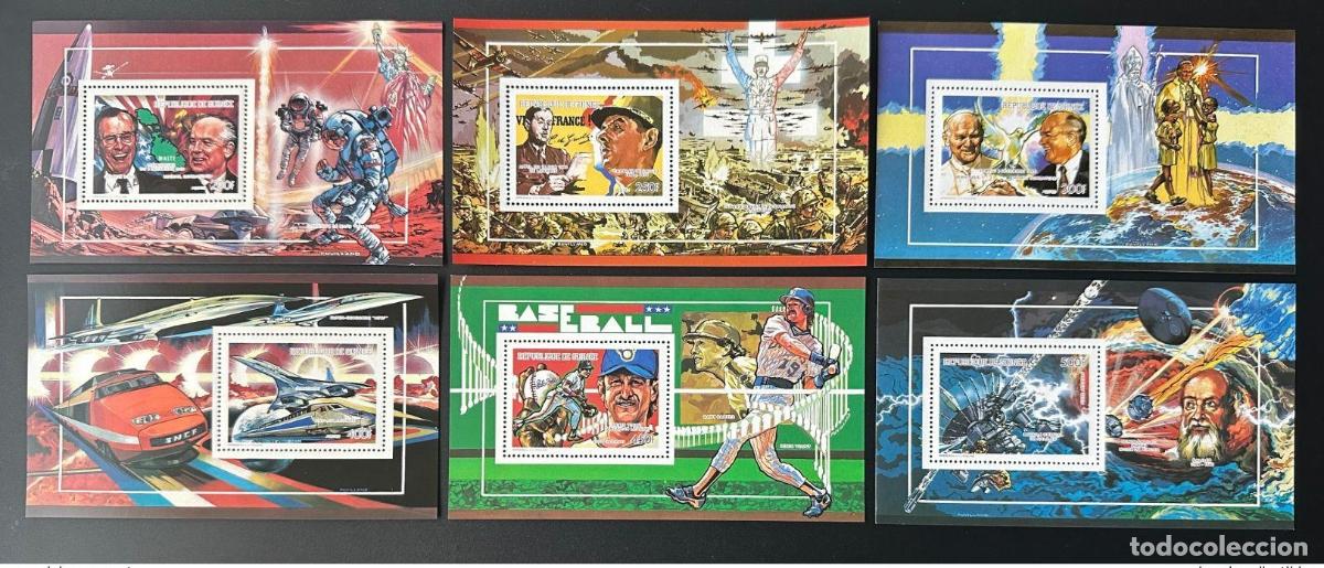Sellos: Guinea 1990 Mi. No. 364 - 369 Papa Juan Pablo II Concorde Train Gaulle Baseball