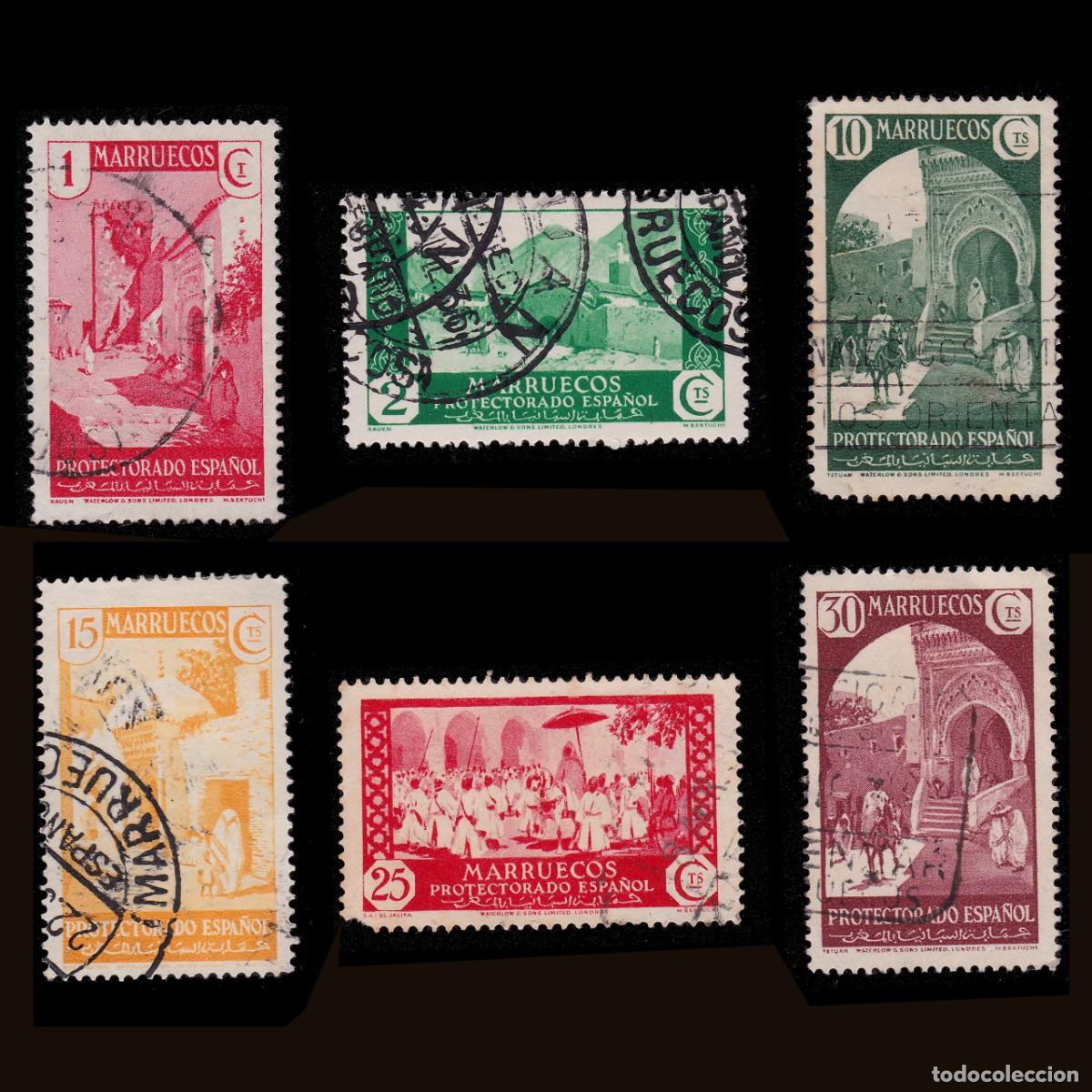 Sellos: MARRUECOS ESPA&Ntilde;OL.1933-35. 6 valores .Matasello.+ OBSEQUIO.