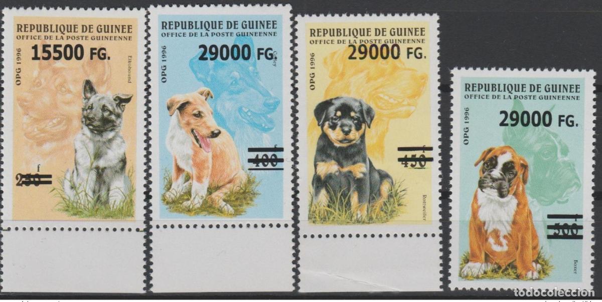 Sellos: Guinea 2008 Mi. 6335-38 sobrecargado Sobreimpresi&oacute;n Perros Hunde Wildlife