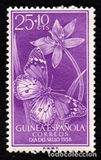 Sellos: Guinea Espa&ntilde;ola. D&iacute;a del Sello. 1958. Edifil-388/390. Serie completa. Usado