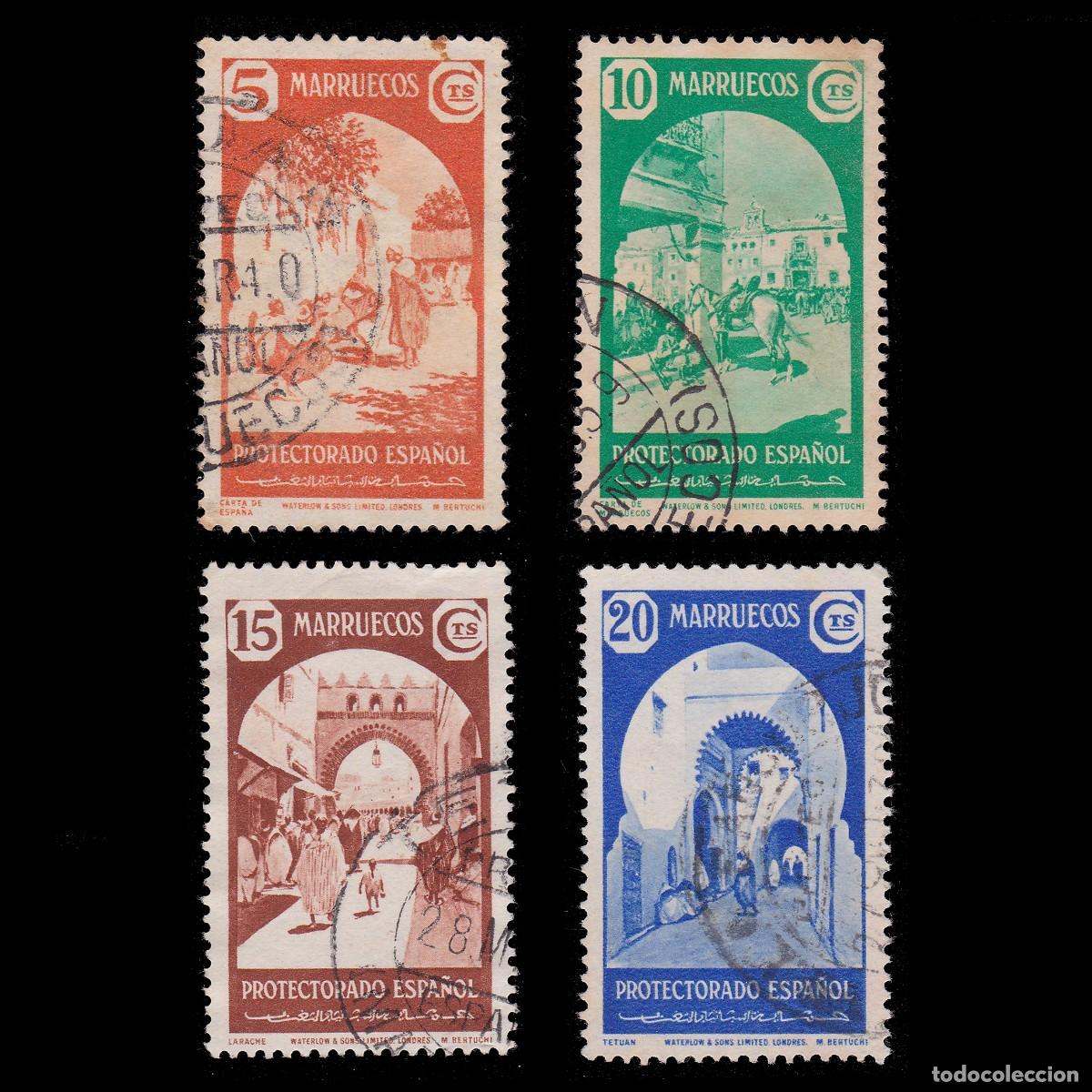 Sellos: MARRUECOS ESPA&Ntilde;OL.1939. Serie. USADO. EDIFIL 196-199 + OBSEQUIO.