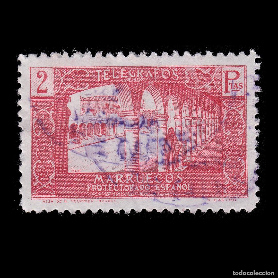 Sellos: MARRUECOS ESPA&Ntilde;A. TEL&Eacute;GRAFO 1938.2p. Matasello. Edif. 47 + OBSEQUIO.