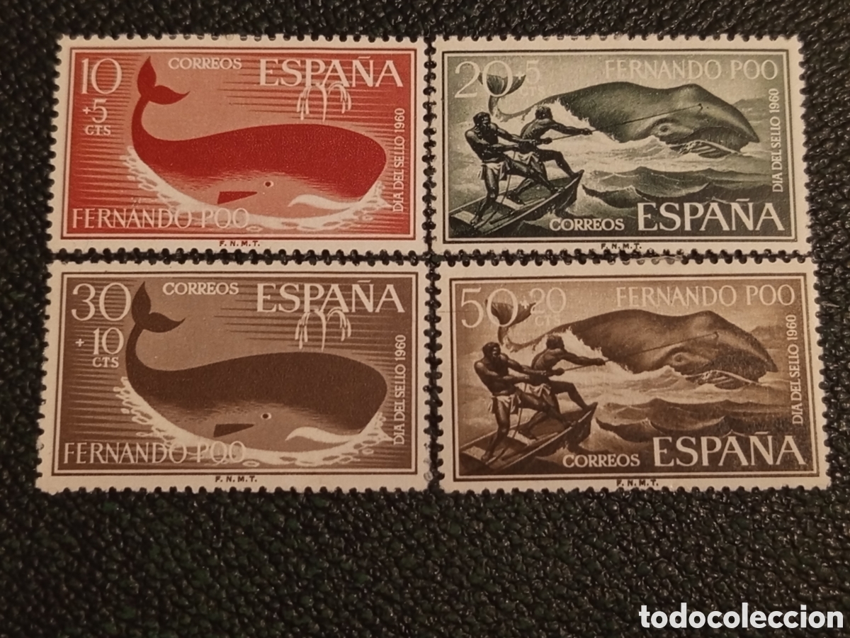 Sellos: Sello Fernando Poo 1960 Pesca Ballenas Serie Completa Edifil 192/95 MH