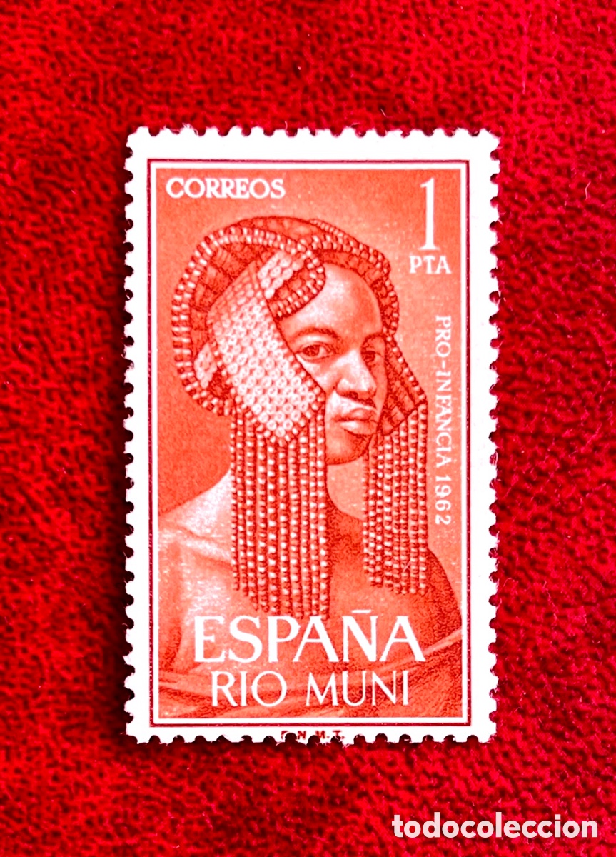 Sellos: Bonito Sello Rio Muni Guinea Espa&ntilde;ola Nativa Tribu Fang