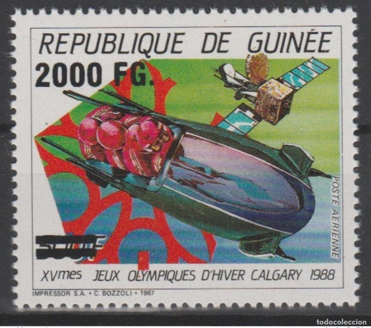 Sellos: Guinea 2009 Mi. 6764 Sobrecargado Calgary 1988 Vancouver 2010 Juegos Ol&iacute;mpicos Esqu&iacute;