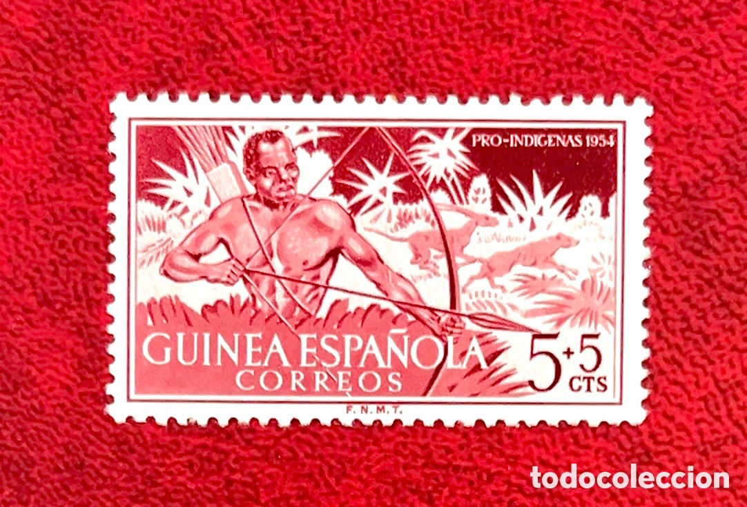 Sellos: Bonito sello Guinea Espa&ntilde;ola Pro Ind&iacute;genas 1954