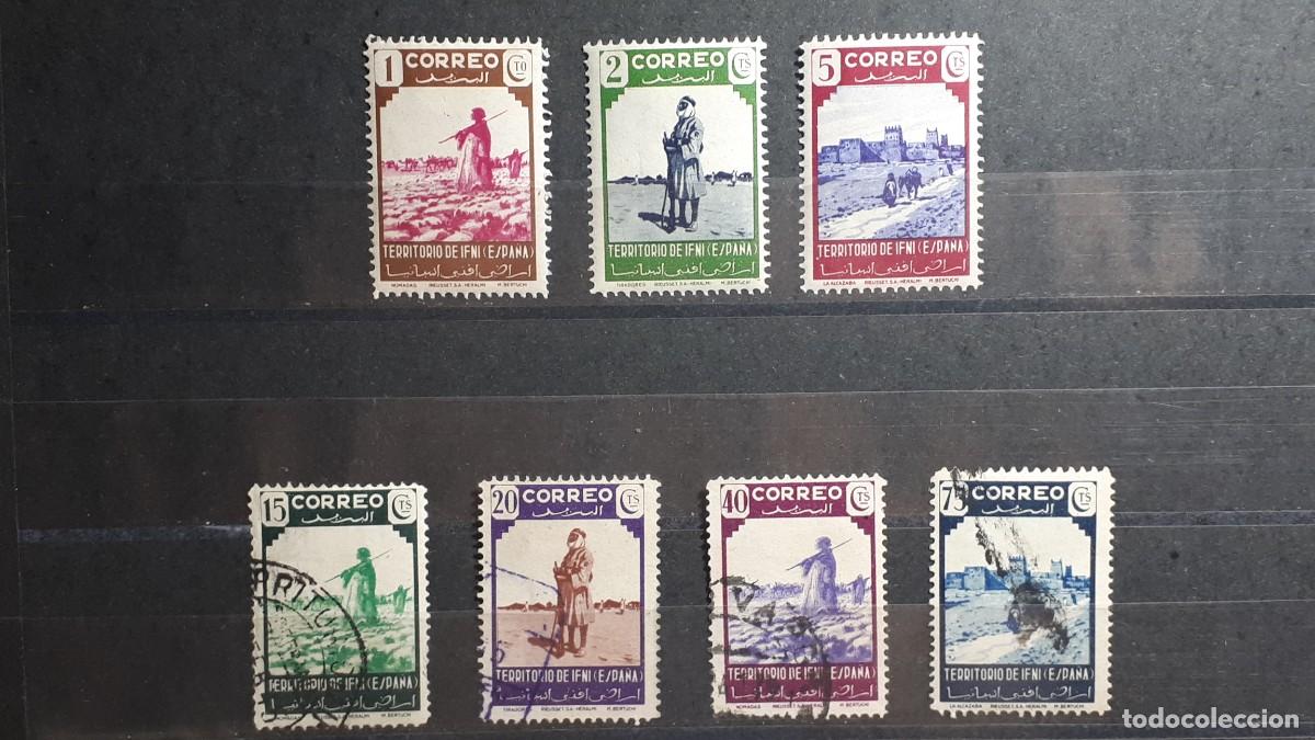 Sellos: IFNI. A&Ntilde;O 1943. &deg;/*. EDIFIL 16/21, 23.