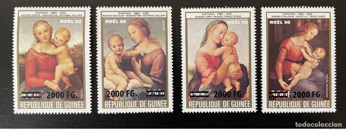 Sellos: Guinea 2009 Mi. 6722/5 sobrecargado Navidad 90 Rapha&euml;l Weihnachten Pintura Arte