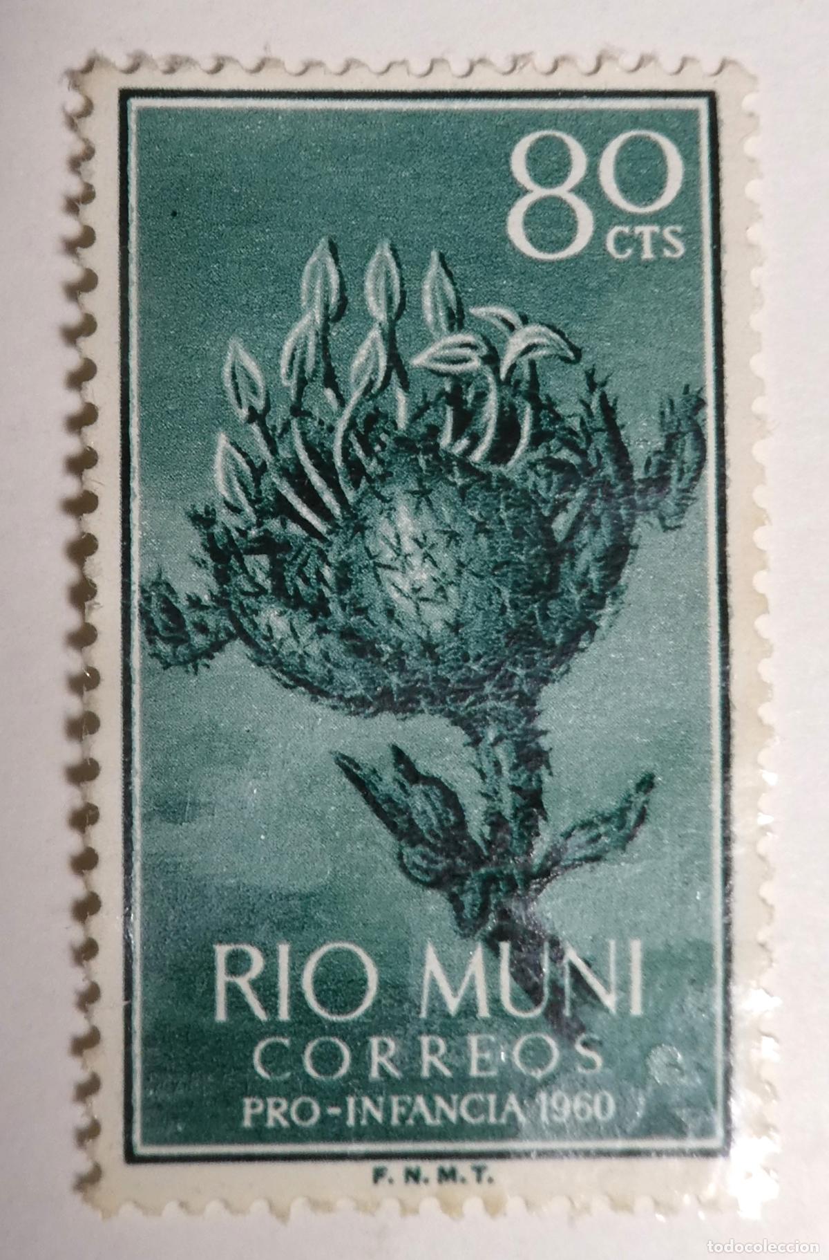 Sellos: Sello Postal RIO MUNI ESPA&Ntilde;A 80 CTS 1960, PRO INFANCIA