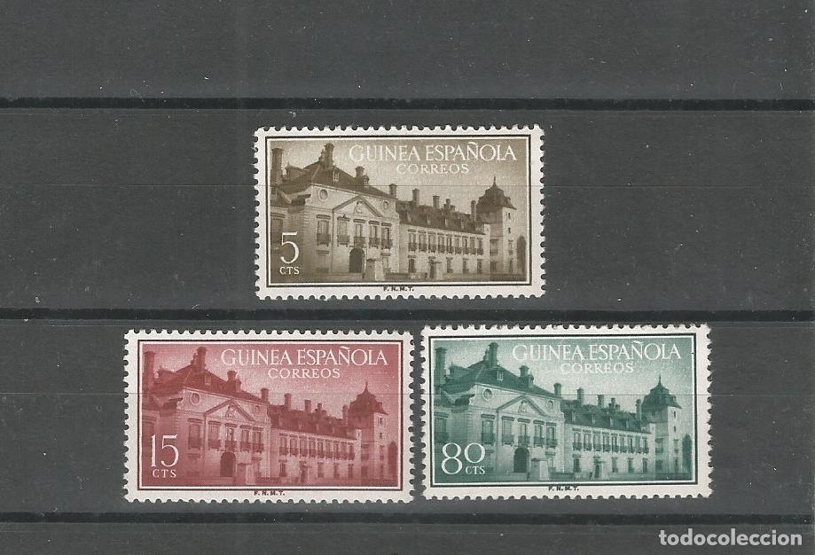 Sellos: GUINEA E. 1955 - EDIFIL NRO. 347-49 - TRATADO DE EL PARDO - SIN GOMA