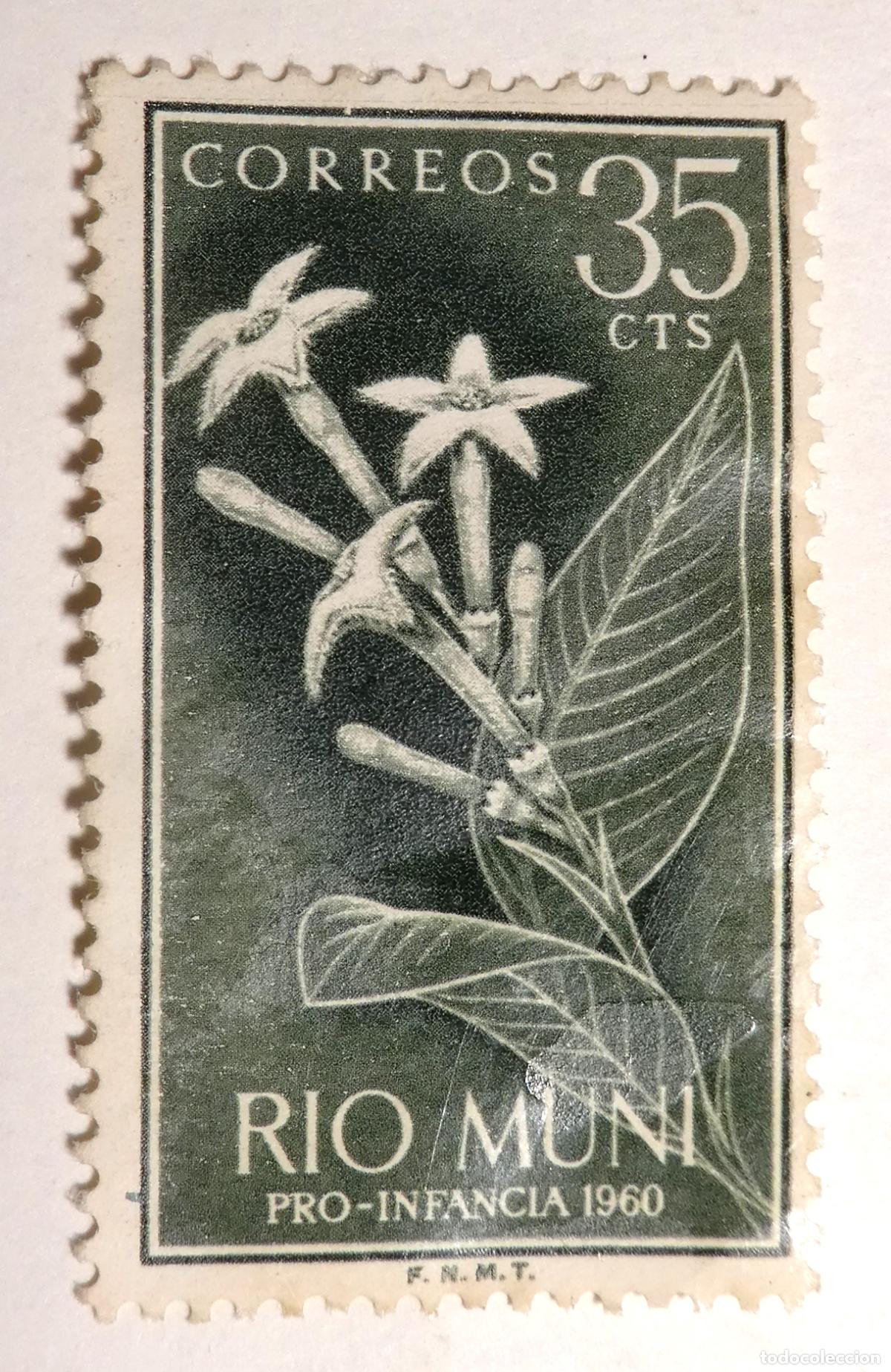 Sellos: Sello postal de Espa&ntilde;a Rio Muni 35 centimos Pro Infancia 1960