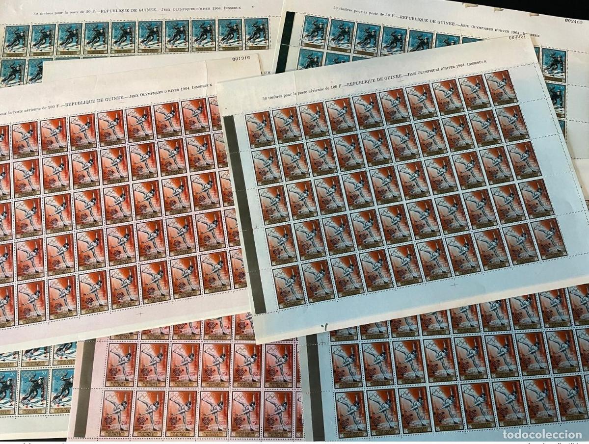 Sellos: Guinea 1968 Mi. A-G 465 hojas Sobreimpresi&oacute;n de los Juegos Ol&iacute;mpicos Grenoble Olimpia Invierno