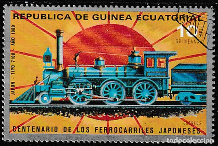 Sellos: Guinea Ecuatorial 1972 Michel 151 Sello * Tren Ferrocarriles Japoneses Tipo 7100 (1880) Scott 181