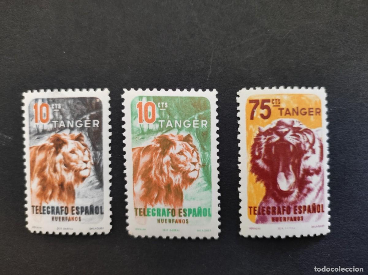 Sellos: ESPA&Ntilde;A. TANGER. TELEGRAFOS. 1957. TRES VALORES NUEVOS. FAUNA.FOTO. 854