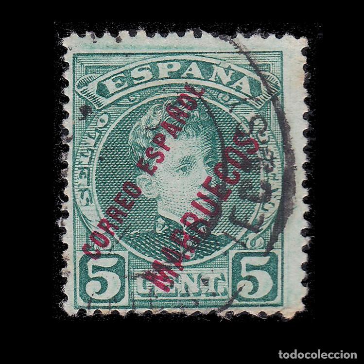 Sellos: ESPA&Ntilde;A MARRUECOS. 1903-9. Alfonso XIII. 5c. Matasello Edifil 3 + OBSEQUIO