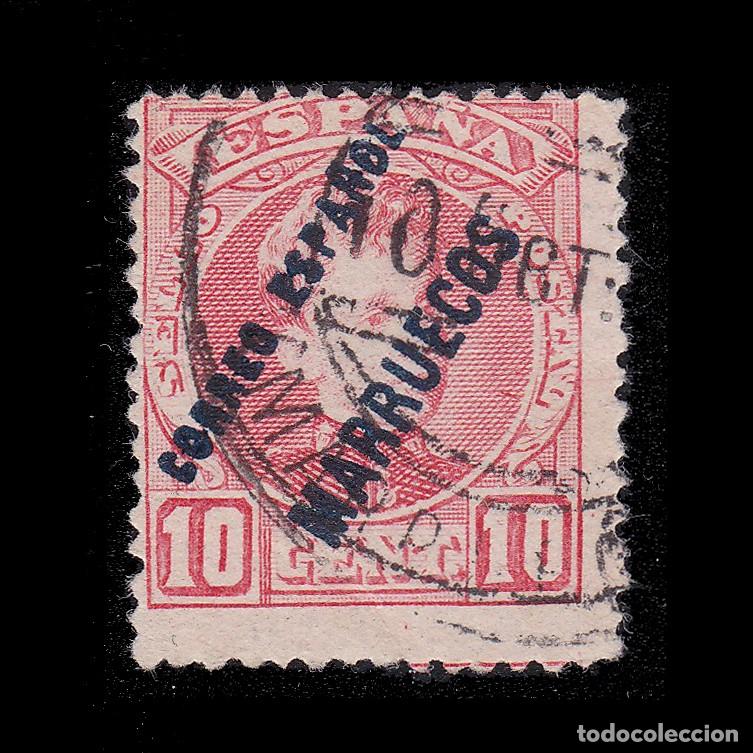 Sellos: ESPA&Ntilde;A MARRUECOS. 1903-09. Alfonso XIII. 10c. Matasello Edifil 4 + OBSEQUIO