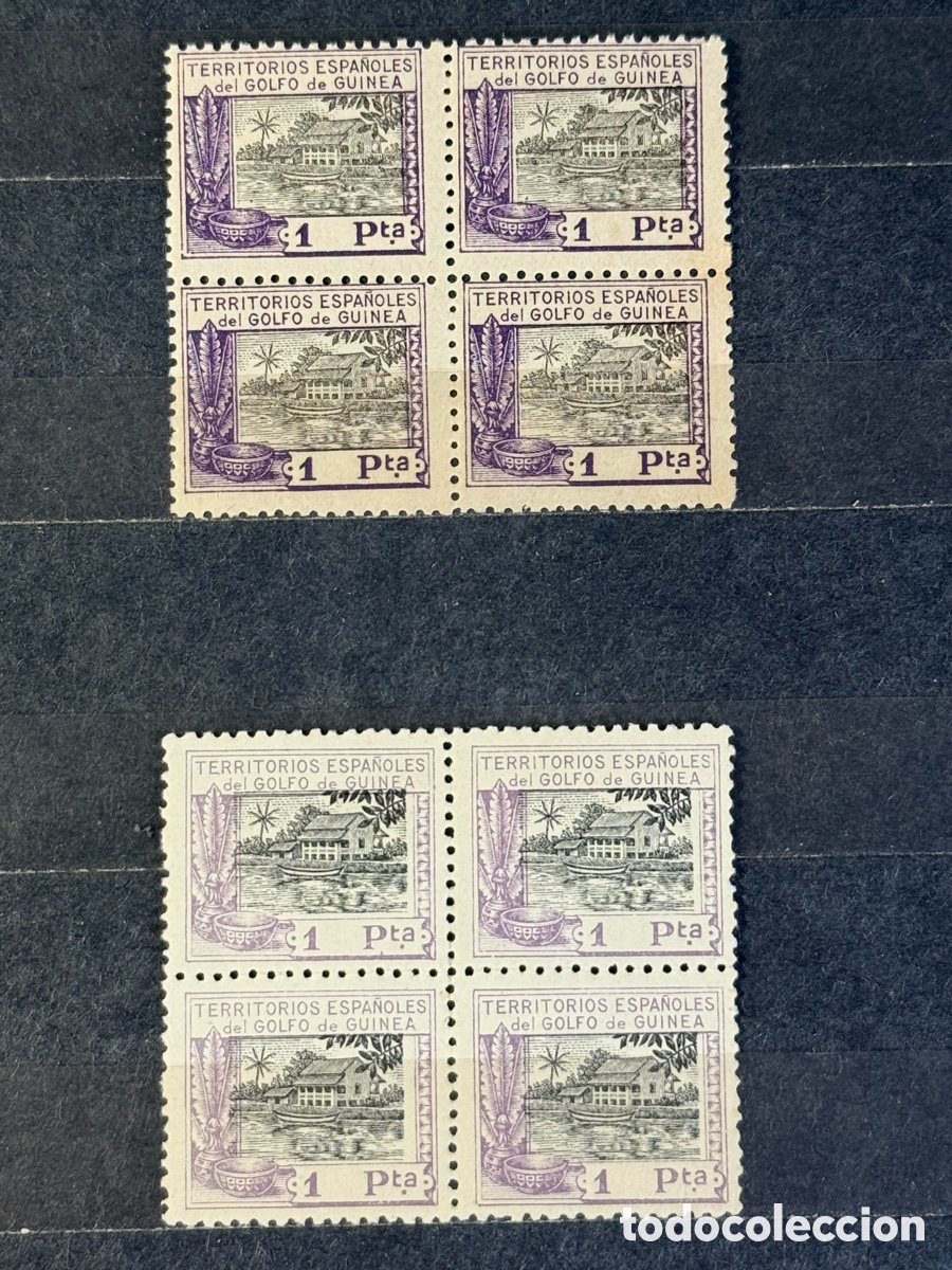 Sellos: Espa&ntilde;a. 1924/1929. Alfonso XIII. Guinea. Edifil 176 y 176a. Nuevos **