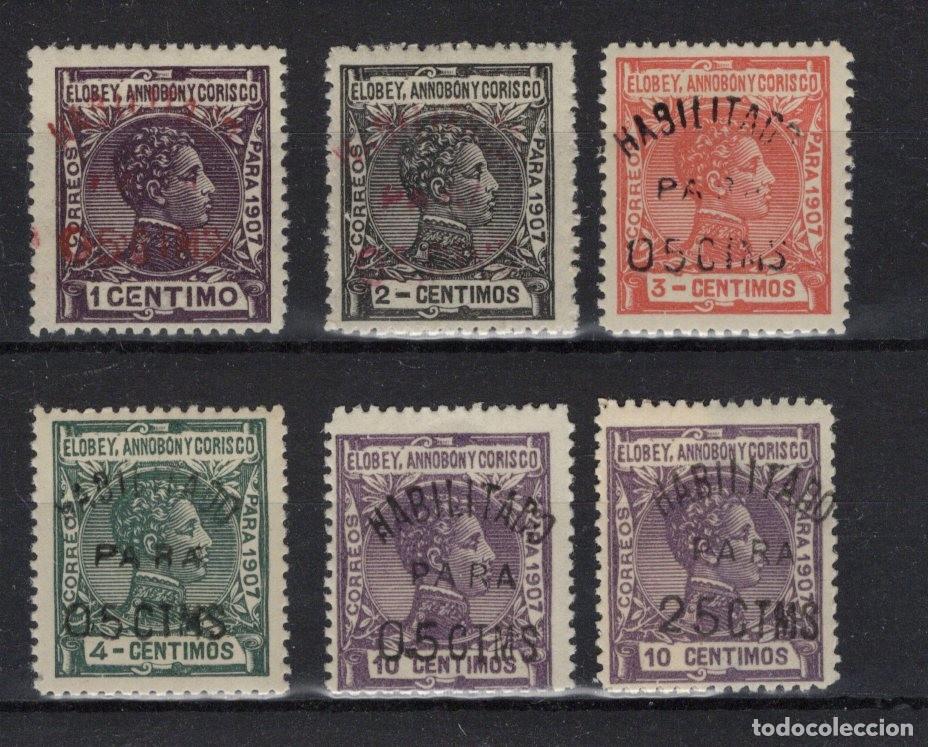 Sellos: Sellos DEPENDENCIAS ESPA&Ntilde;OLAS ELOBEY, ANNOBON y CORISCO a&ntilde;o 1908/09 Edifil 50A/50F** v.c. 110 &euro;