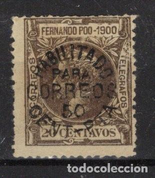 Stamps: Sellos DEPENDENCIAS ESPA&Ntilde;OLAS FERNANDO POO a&ntilde;o 1900 Edifil 94** sello original en NUEVO v.c. 60 &euro;