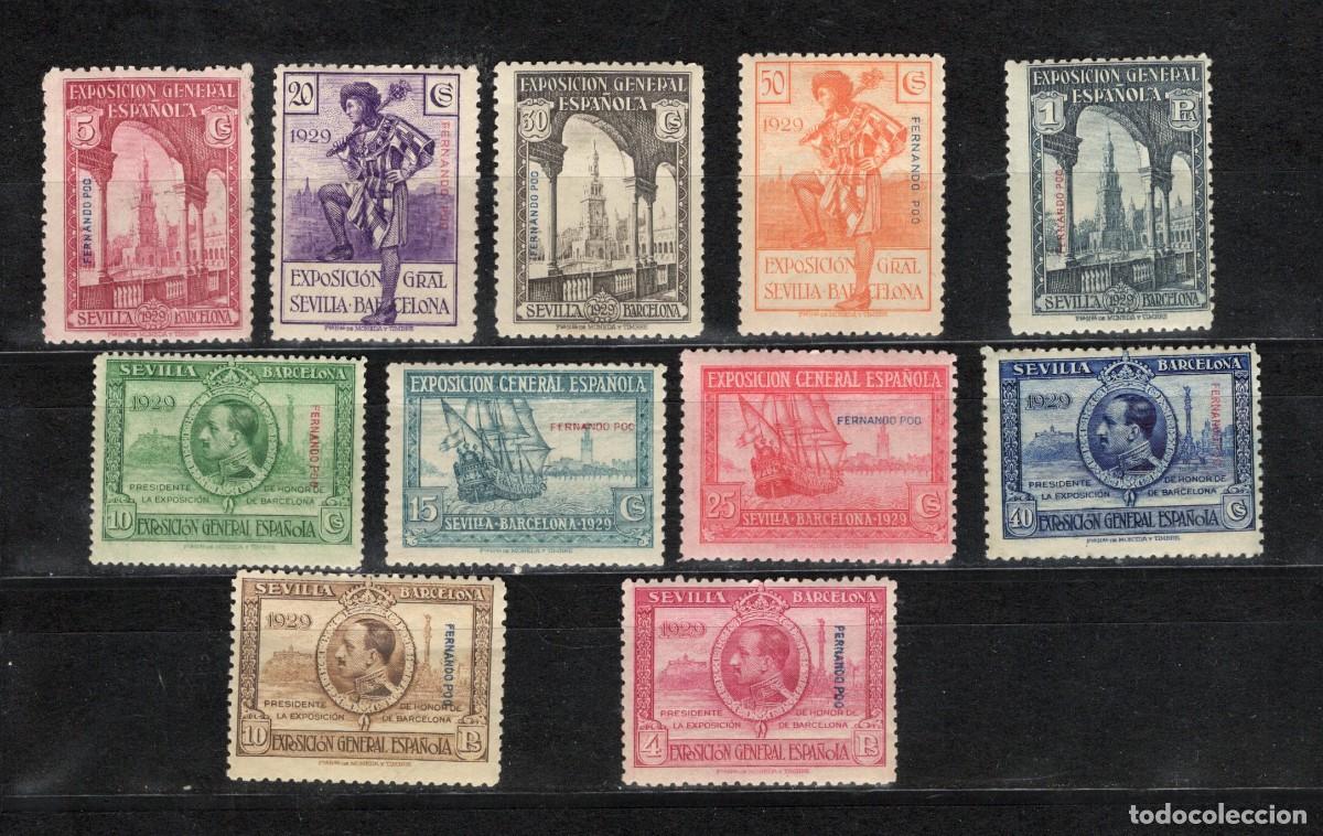 Briefmarken: Sellos DEPENDENCIAS ESPA&Ntilde;OLAS FERNANDO POO a&ntilde;o 1929 Edifil 168/178** en NUEVO v.c. 165&euro;