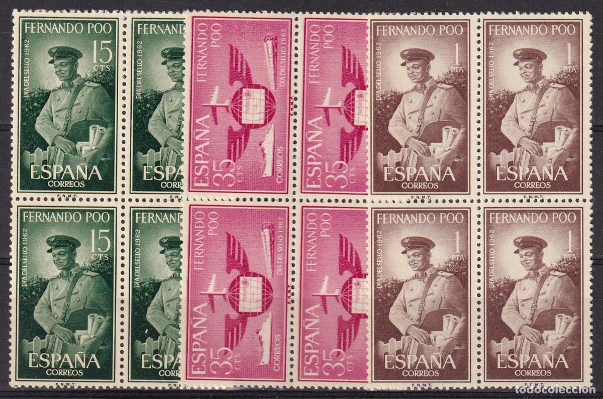 Briefmarken: Sellos DEPENDENCIAS ESPA&Ntilde;OLAS FERNANDO POO a&ntilde;o 1962 Edifil 210/212** bloque de 4 en NUEVO