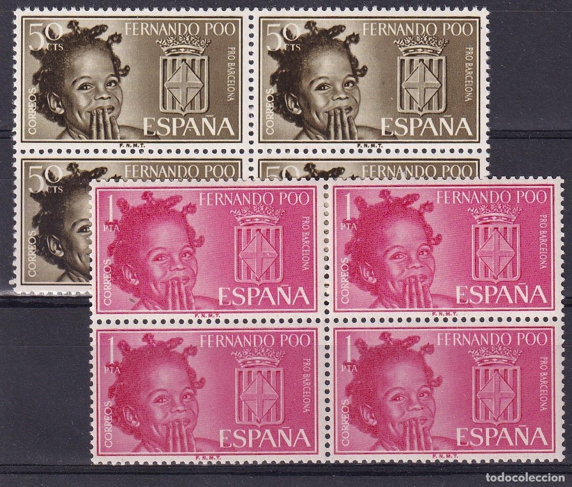 Stamps: Sellos DEPENDENCIAS ESPA&Ntilde;OLAS FERNANDO POO a&ntilde;o 1963 Edifil 218/219** bloque de 4 en NUEVO