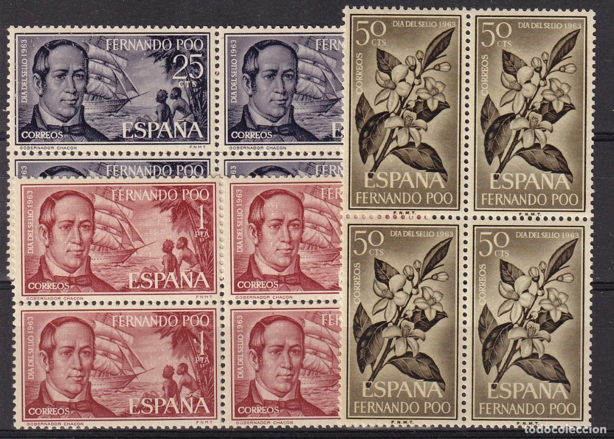 Briefmarken: Sellos DEPENDENCIAS ESPA&Ntilde;OLAS FERNANDO POO a&ntilde;o 1964 Edifil 220/222** bloque de 4 en NUEVO