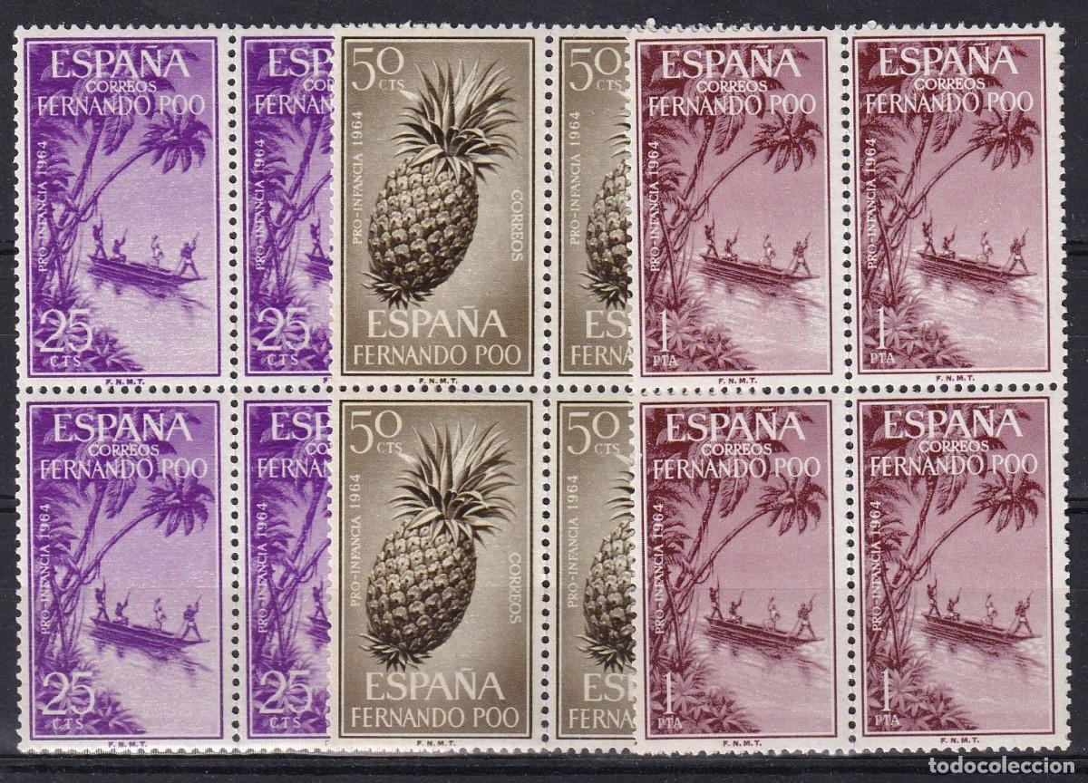 Briefmarken: Sellos DEPENDENCIAS ESPA&Ntilde;OLAS FERNANDO POO a&ntilde;o 1964 Edifil 223/225** bloque de 4 en NUEVO