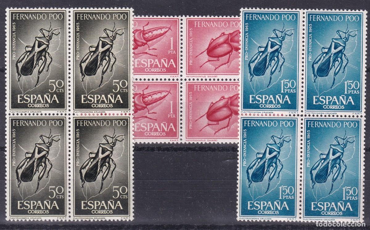 Briefmarken: Sellos DEPENDENCIAS ESPA&Ntilde;OLAS FERNANDO POO a&ntilde;o 1965 Edifil 242/244** bloque de 4 en NUEVO
