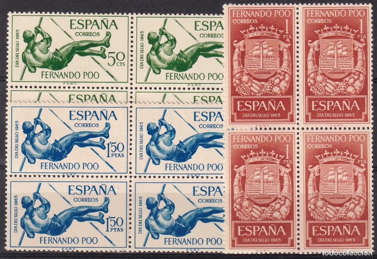 Briefmarken: Sellos DEPENDENCIAS ESPA&Ntilde;OLAS FERNANDO POO a&ntilde;o 1965 Edifil 245/247** bloque de 4 en NUEVO