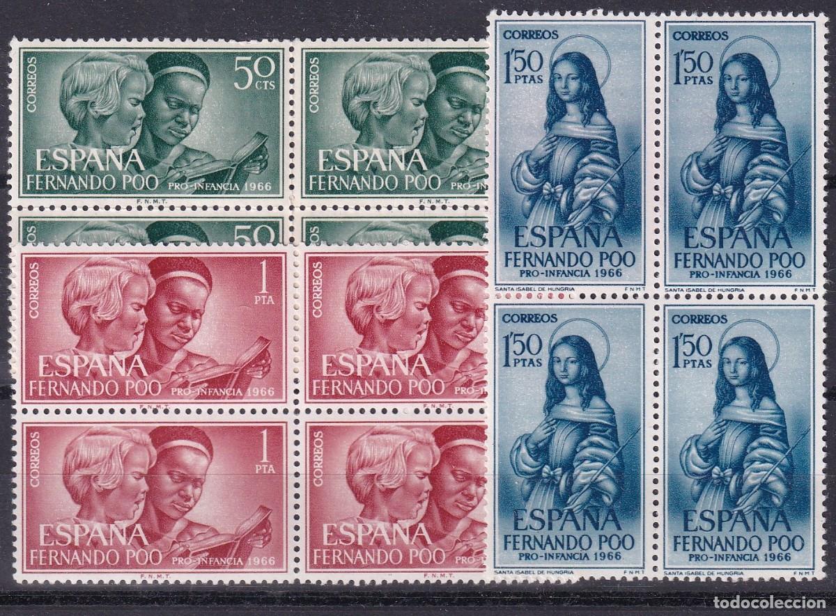 Briefmarken: Sellos DEPENDENCIAS ESPA&Ntilde;OLAS FERNANDO POO a&ntilde;o 1966 Edifil 248/250** bloque de 4 en NUEVO