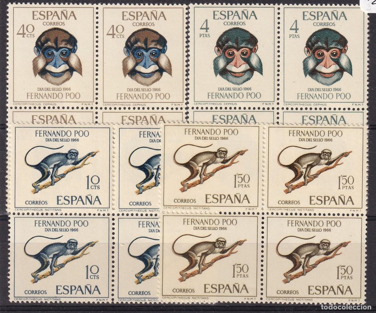 Briefmarken: Sellos DEPENDENCIAS ESPA&Ntilde;OLAS FERNANDO POO a&ntilde;o 1966 Edifil 251/254** bloque de 4 en NUEVO