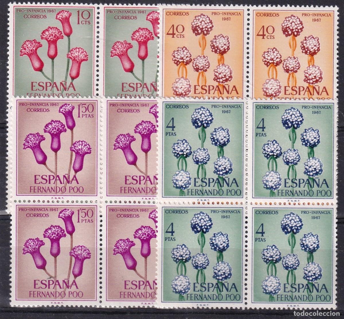 Briefmarken: Sellos DEPENDENCIAS ESPA&Ntilde;OLAS FERNANDO POO a&ntilde;o 1967 Edifil 255/258** bloque de 4 en NUEVO
