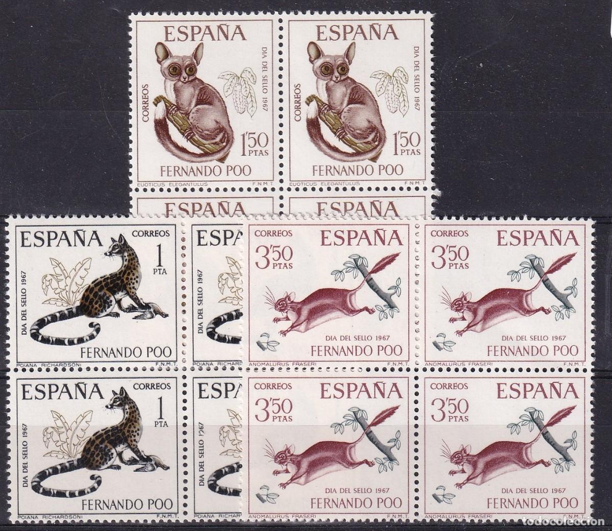 Briefmarken: Sellos DEPENDENCIAS ESPA&Ntilde;OLAS FERNANDO POO a&ntilde;o 1967 Edifil 259/261** bloque de 4 en NUEVO