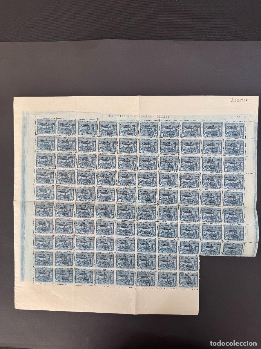 Selos: T&aacute;nger, Sellos de Espa&ntilde;a, 1939, Edifil 111, hoja con 96 sellos y sus variedades, valor cat. 3000&euro;