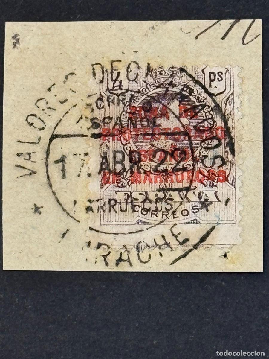 Briefmarken: Marruecos, Sellos de Espa&ntilde;a, 1922, Edifil 79 sobre fragmento de papel, matasellos de LARACHE