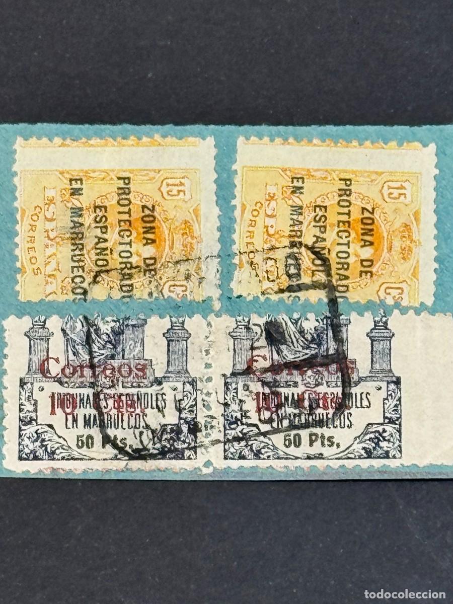 Stamps: Marruecos, Sellos de Espa&ntilde;a, 1920, Edifil 61 y 71, sobre fragmento de papel, matasellos de TETUAN