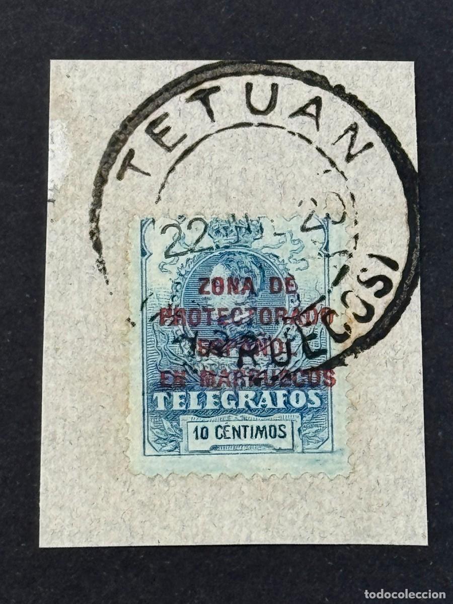 Stamps: Marruecos, Sellos de Espa&ntilde;a, telegr. 1920, Edifil 10, sobre fragmento de papel, matasellos de TETUAN