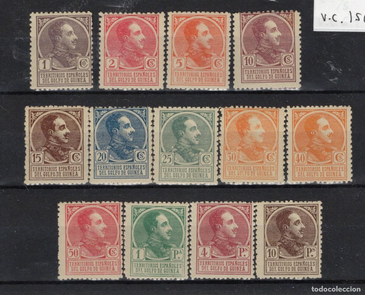 Stamps: Sellos DEPENDENCIAS ESPA&Ntilde;OLAS GUINEA a&ntilde;o 1919 Edifil 128/140** SERIE COMPLETA en NUEVO v.c. 150 &euro;