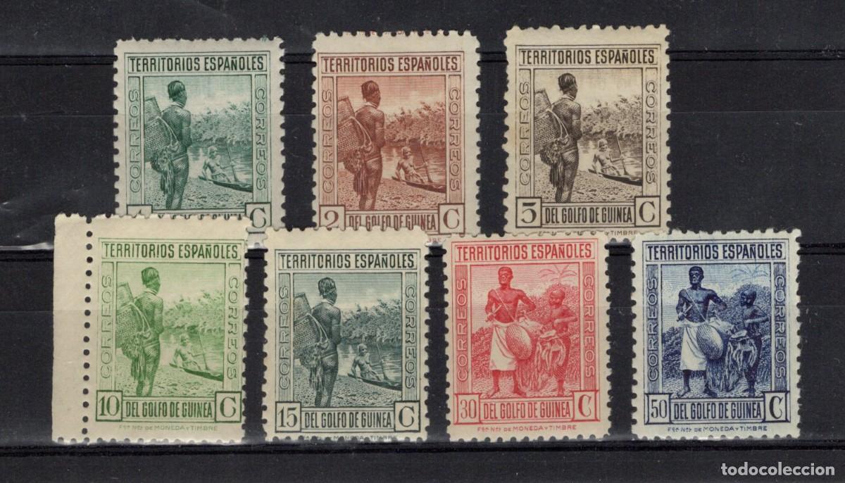 Stamps: Sellos DEPENDENCIAS ESPA&Ntilde;OLAS GUINEA a&ntilde;o 1934/41 Edifil 244/250** en NUEVO v.c. 125 &euro;