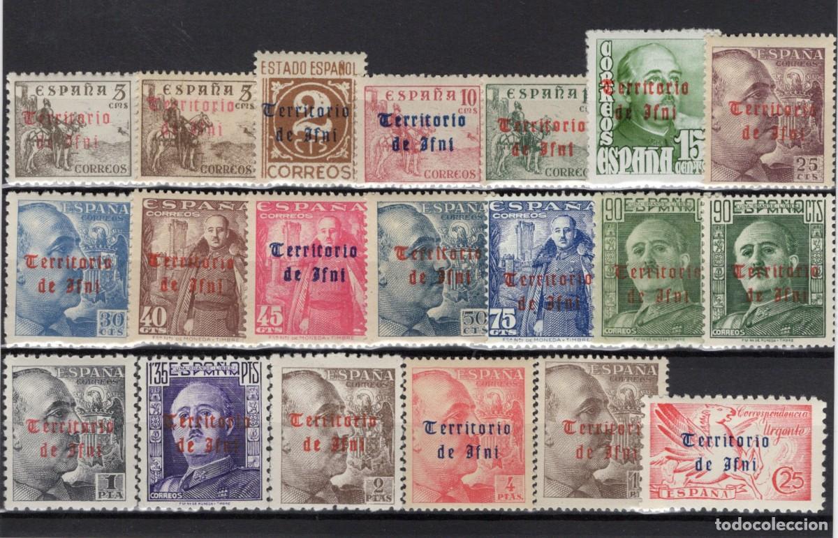 Selos: Sellos DEPENDENCIAS ESPA&Ntilde;OLAS IFNI a&ntilde;o 1948/49 Edifil 37/56** SERIE COMPLETA en NUEVO v.c. 145 &euro;