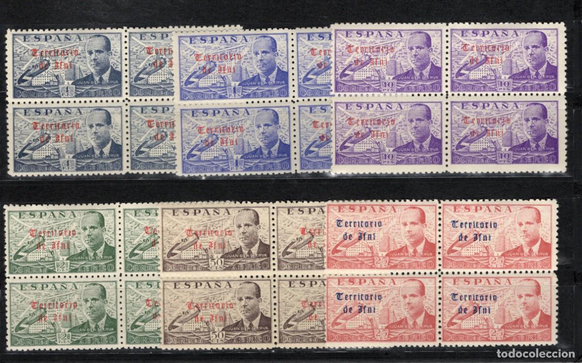 Stamps: Sellos DEPENDENCIAS ESPA&Ntilde;OLAS IFNI a&ntilde;o 1949 Edifil 59/64** SERIE COMPLETA bloque 4 en NUEVO v.c 200&euro;