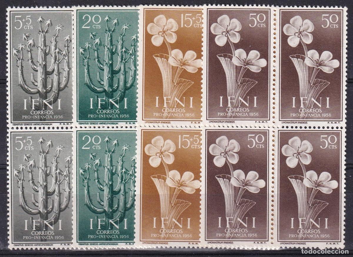 Sellos: Sellos DEPENDENCIAS ESPA&Ntilde;OLAS IFNI a&ntilde;o 1956 Edifil 128/131** SERIE COMPLETA bloque 4 en NUEVO