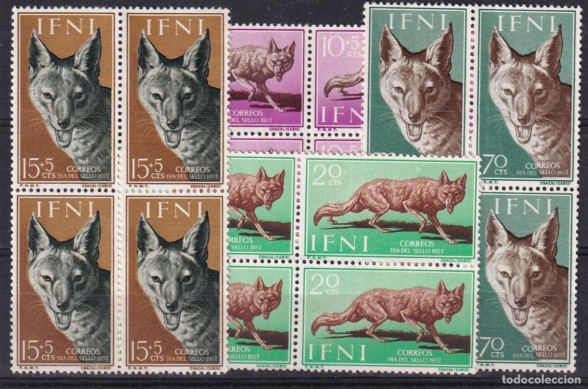 Sellos: Sellos DEPENDENCIAS ESPA&Ntilde;OLAS IFNI a&ntilde;o 1956 Edifil 138/141** SERIE COMPLETA bloque 4 en NUEVO