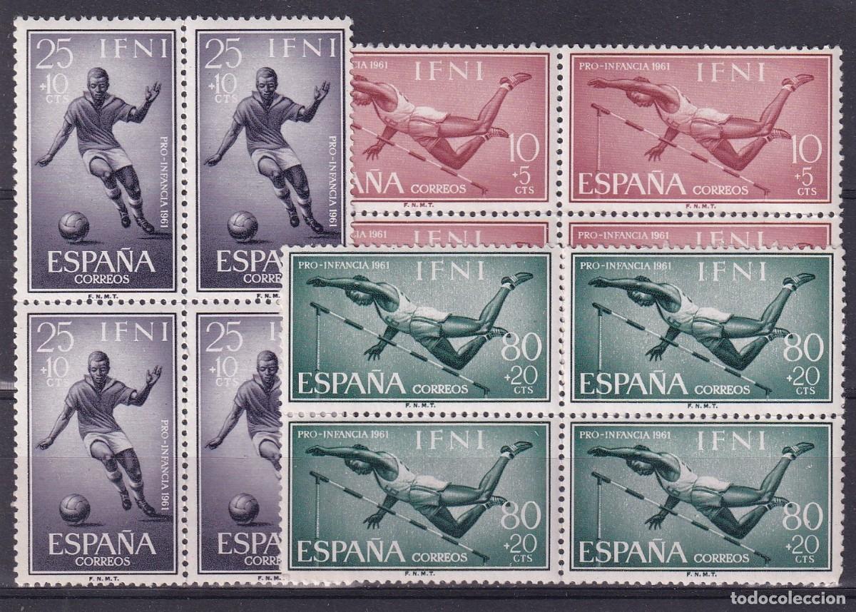 Sellos: Sellos DEPENDENCIAS ESPA&Ntilde;OLAS IFNI a&ntilde;o 1961 Edifil 176/178** SERIE COMPLETA bloque 4 en NUEVO